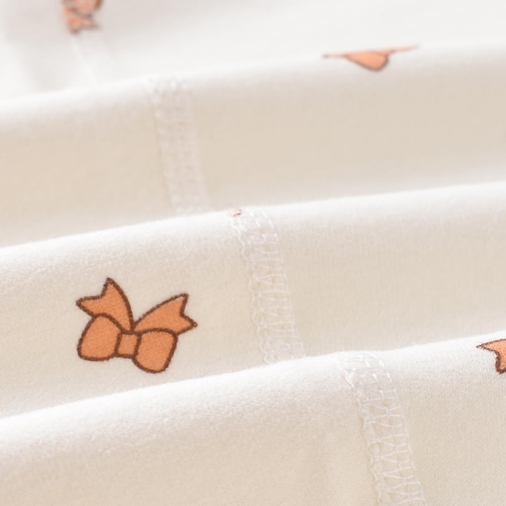 Babykoi Baby Clothes Long Sleeve Romper Spring Autumn Newborn Coveralls Front Open Collar Baby Girl Preparing for Maternity Gift Bow Pattern Orange 6M