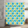 Whimsical Rubber Duck Shower Curtain Bright Blue Yellow Pattern Decorative Waterproof Fabric For Bathroom Accessories Set In Var