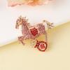 Rhinestones Running Horse Brooch Decorative Zodiac Animal Badge Brooch Pins  Jewelry Accessories