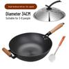 Traditional 32cm Cast Iron Wok with Steel Lid & Spatula