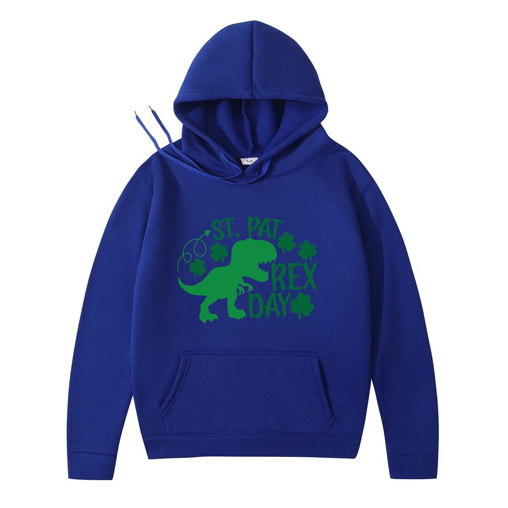 2025 New Hooded Sweater Loose Letter Lucky Four-leaf Printed Coat Solid Color Kangaroo Pocket Drawstring College Style Joker Tops