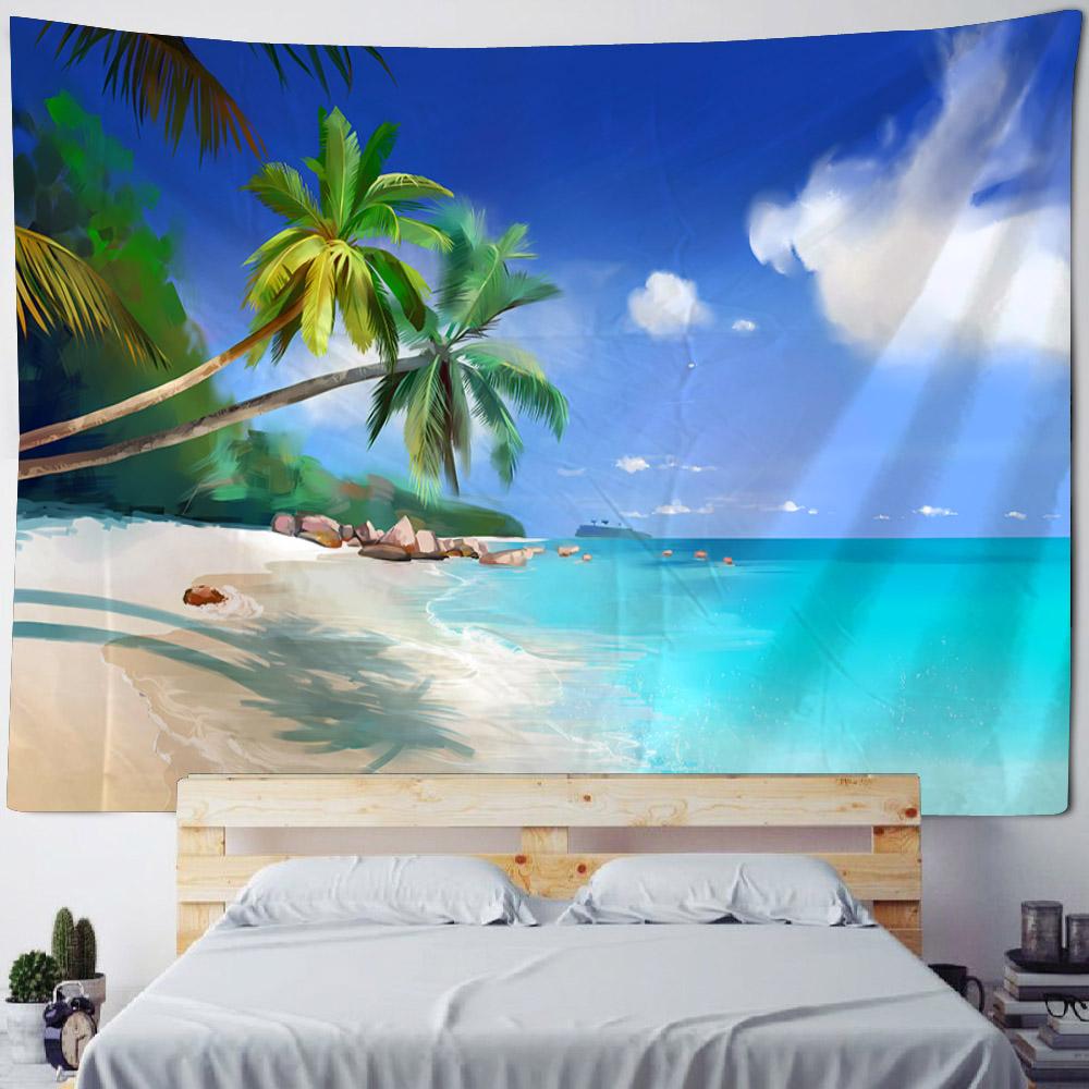 Sea View Tapestry Wall Hanging Bohemian Home Decoration Polyester Fabric Used For Living Room, Bedroom, Dormitory, Fast Shipping