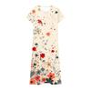Fashion Women's Summer V-Neck Short Sleeve Floral Print Beach Dress