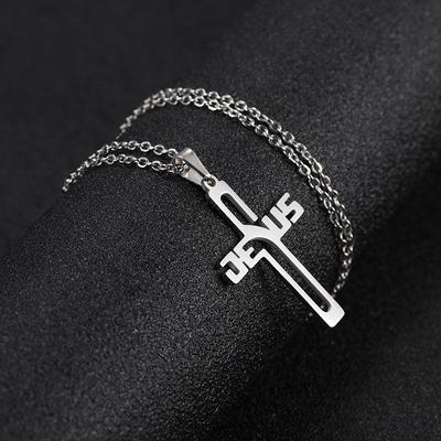 Puste Naszyjniki z Wisiorkiem Krzyża Jezusa dla Kobiet Mężczyzn Chrześcijański Choker Biżuteria ze Stali Nierdzewnej Modne Dodatki Kreatywny Prezent