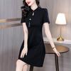 Summer new slim new Chinese buckle small black dress slim elastic meat cover dress
