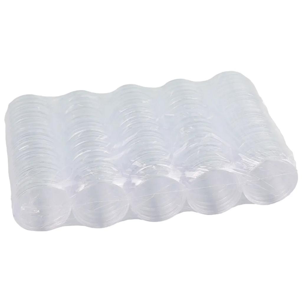 100Pcs 32mm Plastics Transparent Round Coin Capsules Container Protect Coin For Coin Collection Supplies HomeStorage Box