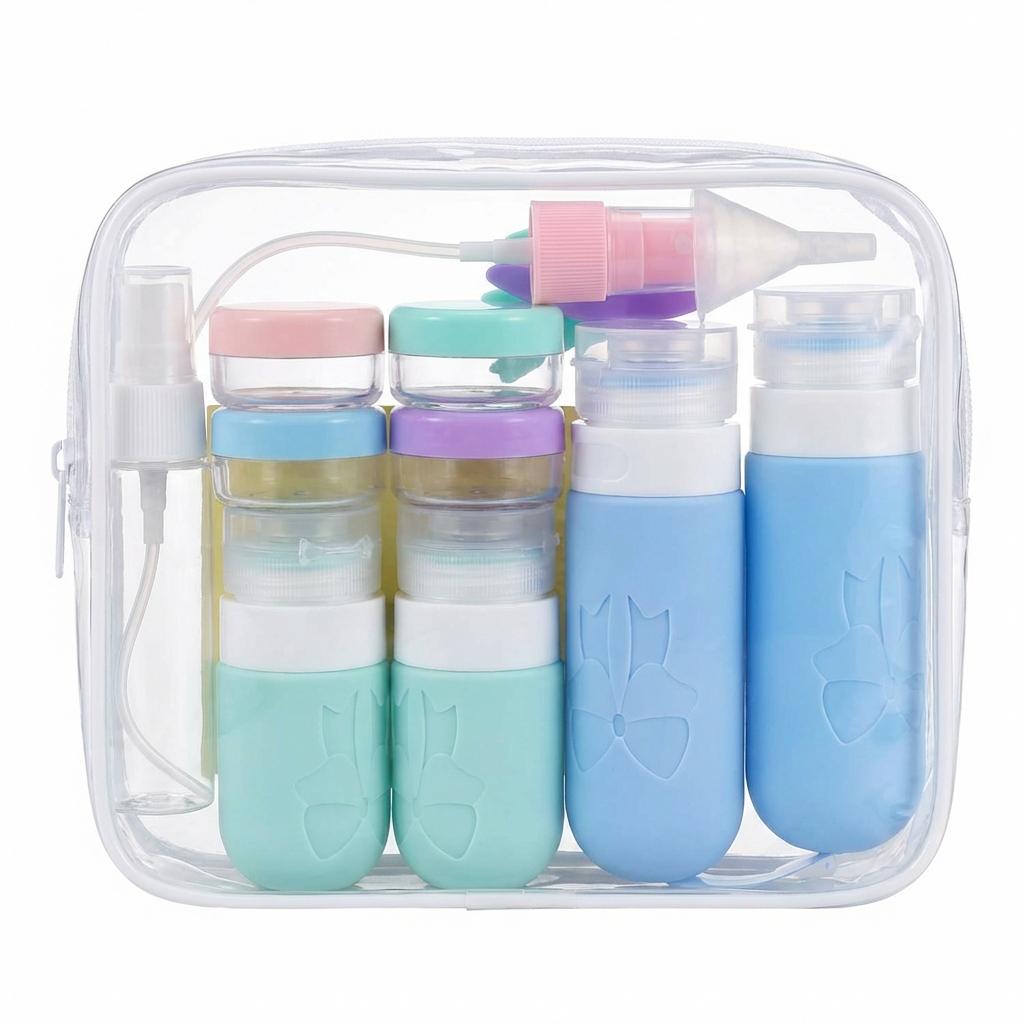 Silicone Travel Bottles Set 17Pcs Portable Reusable Refillable Bottles Shampoo Shower Gel Lotion Leakproof Containers
