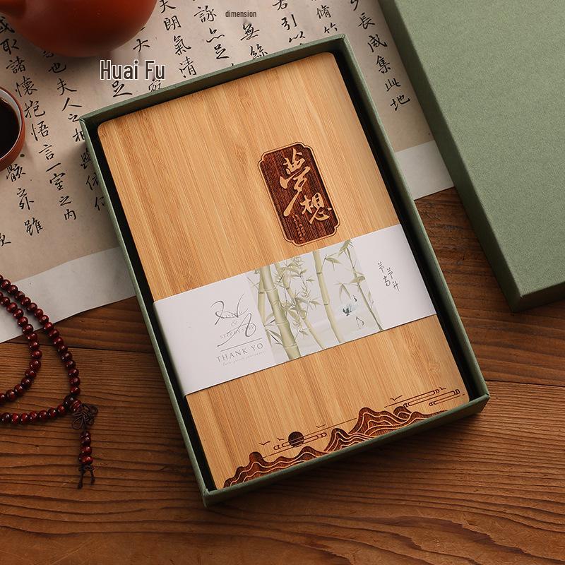 National Bamboo Notebook & Thermos Gift Set for Business or Graduation A5