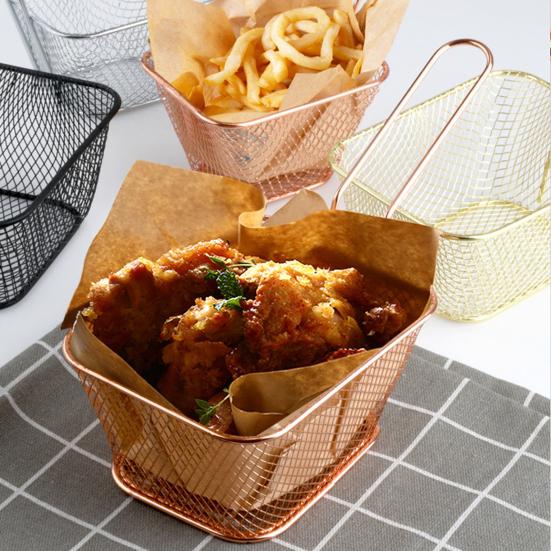 French Fry Serving Basket Mini Chips Deep Fry Baskets Stainless Steel Food Presentation Strainer Ergonomic Grip Fryer Accessory