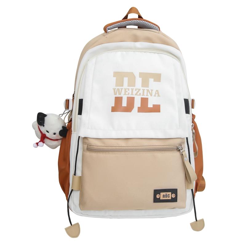 

Schoolbag Women s Large Capacity Color Contrast Youth Backpack Student Couple Backpack хакі