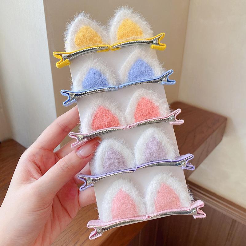 Cute Cat Ear Hairpin Girl Korean Plush Hair Clip Colorful Small Hairpin Hair Accessories For Women Headwear