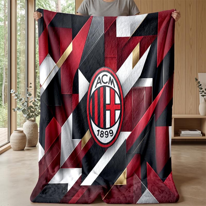 AC Milan Theme Blanket Soft Flannel Blanket Plush Throw Blanket Cozy Sofa Bed Blanket for Home Decor