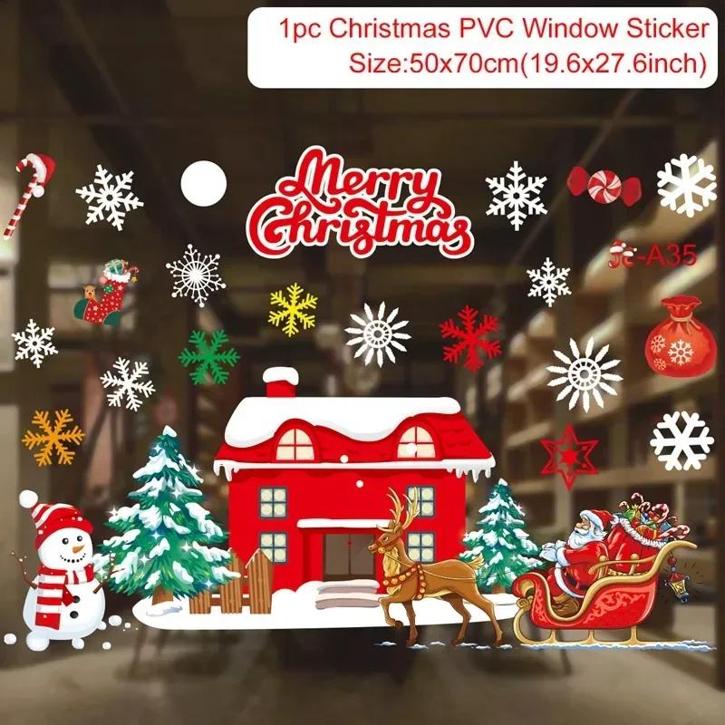 Christmas Wall Window Stickers Marry Christmas Decoration For Home 2025 Christmas Ornaments Xmas Navidad Gift New Year 2025