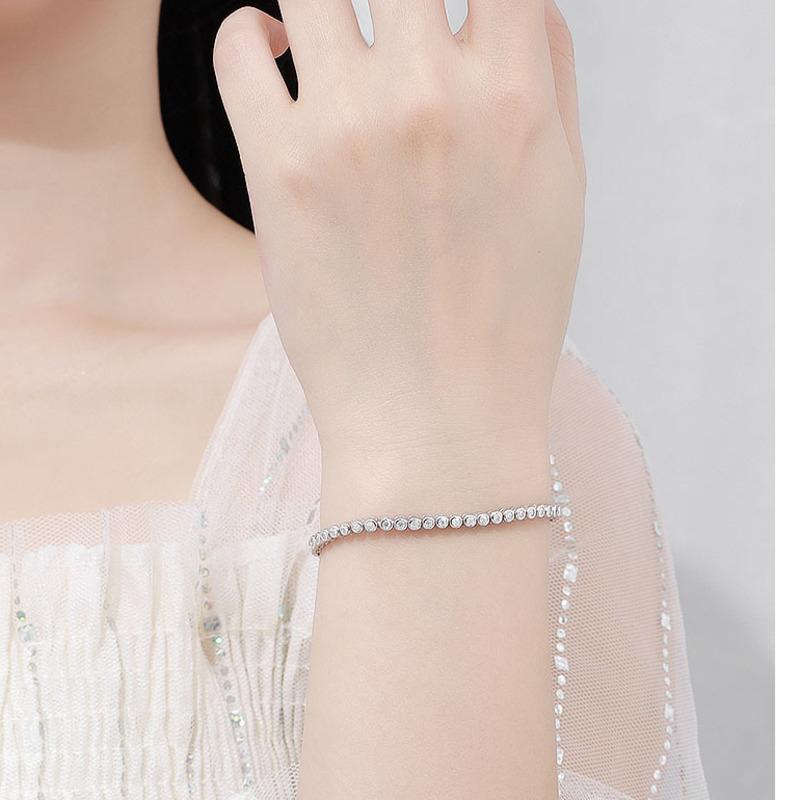 Moissanit-Armband für Damen, Sterlingsilber, 3 Cent, Mo-Sang-Diamant, extrem schlicht, leicht, luxuriös, Chaozhou-Menschen voller
