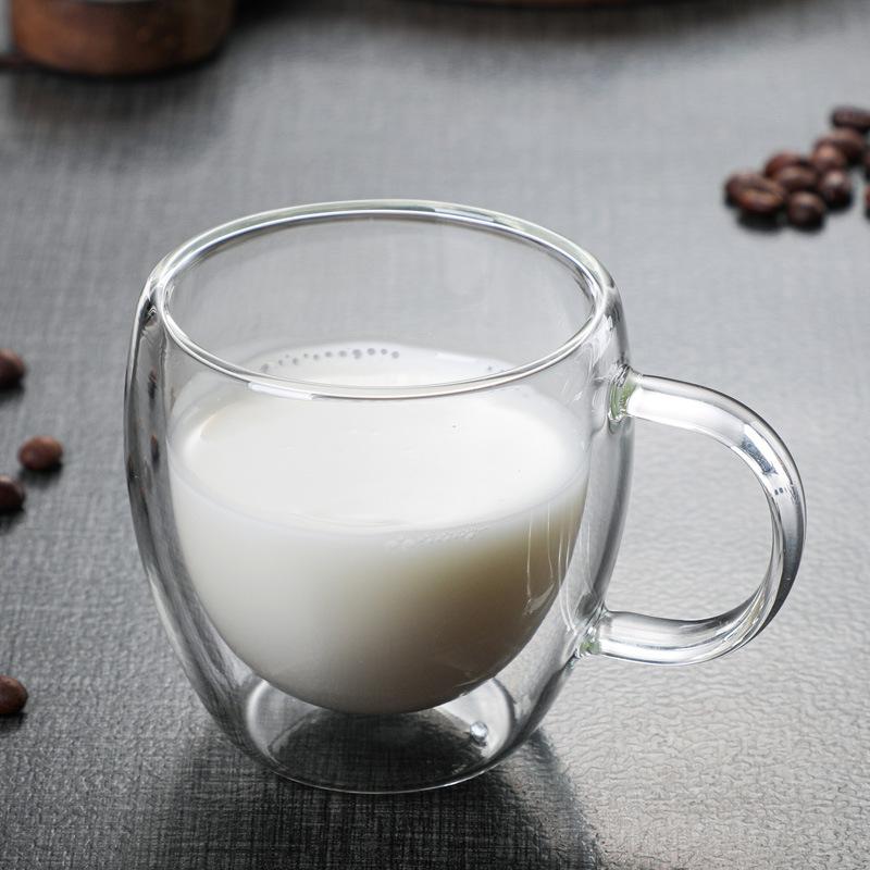 Dvoustěnný hrnek z vysoce borosilikátového skla, žáruvzdorný, na čaj, mléko, citronovou šťávu, kávu, vodu, nápojové sklo do baru, dárek pro milovníky, kreativita