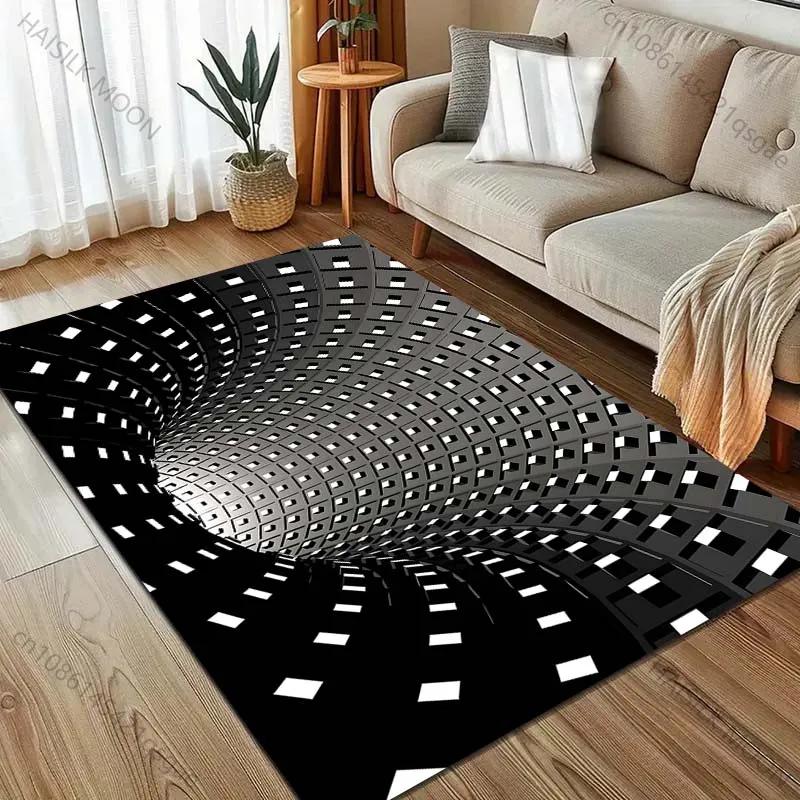 

Стереоскопический 3D Иллюзионный Узор Ковер Противоскользящие Коврики для Дома для Спальни Гостиной Кабинета Коврик для Йоги, Большой Площади Черный Коврик 40x60cm (16x24in)