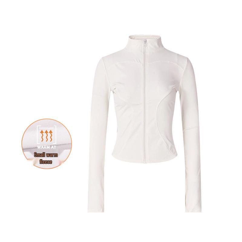 Women's Breathable Slim-Fit Sports Jacket: Autumn/Winter Yoga & Cycling Wear, Long Sleeve, Stand Collar, Plus Velvet.