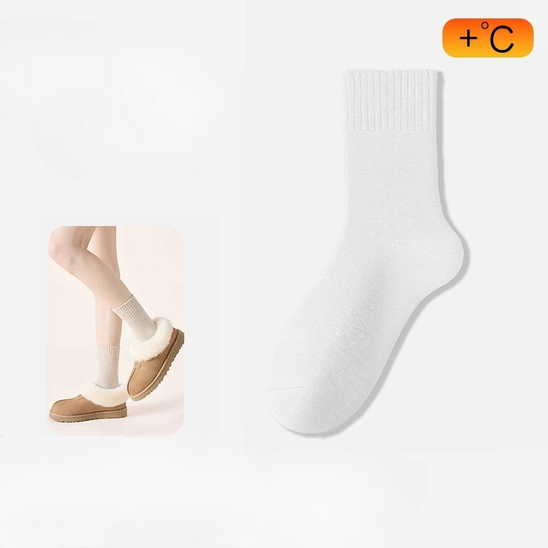 Женские осенне-зимние бархатные и толстые теплые носки-трубы из хлопка 1 pair белый