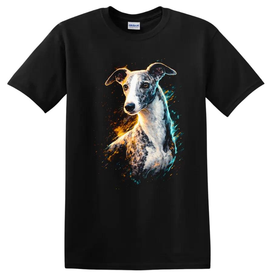 Dog Portrait T Shirt Graphic Animal Art Colorful Whippet Style Tee