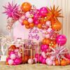 1. Geburtstag Dekoration Partyzubehör Rosa Orange Luftballonbogen mit Sternen-Folienballons für Hintergrund Party Deko