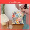 Trendy Floral Canvas Tote Bag For Students And Vacation Large Capacity Handbag