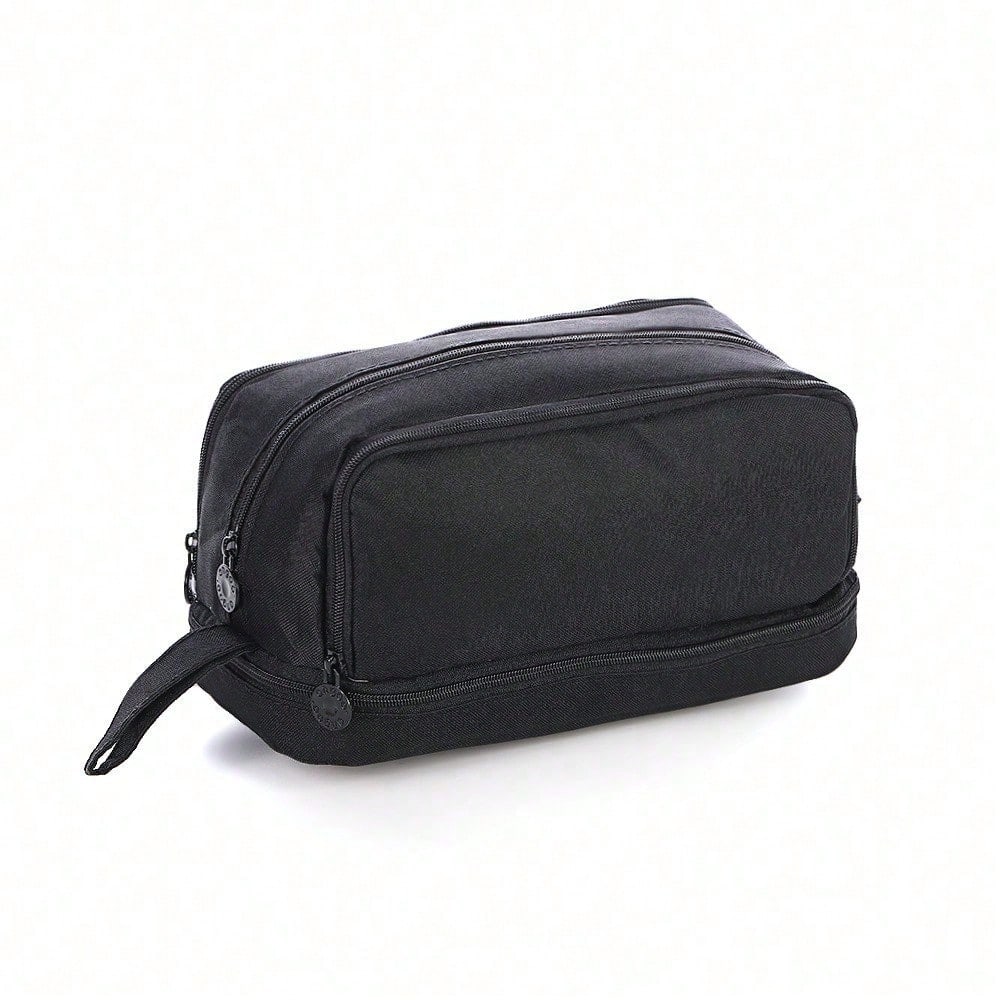 Double-layer Double-window Pencil Bag, Solid Color, Simple Multi-function, Large-capacity Storage Bag, Dirt-resistant Stationery Storage Bag