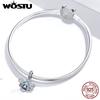 WOSTU Busy Bee 925 Sterling Silber Himmelblaue Emaille Biene Anhänger Charms für Original Damen Armbänder