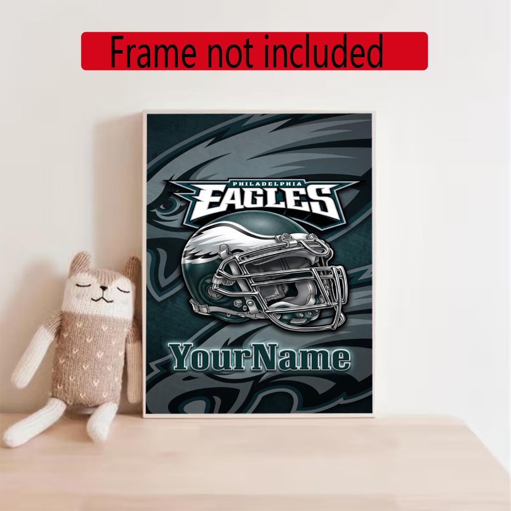 Philadelphia Eagles Personalized Text Diamond Painting Round Diamond Mosaic Rhinestones Diamond Embroidery Craft Kit Wall Decor Without Frame