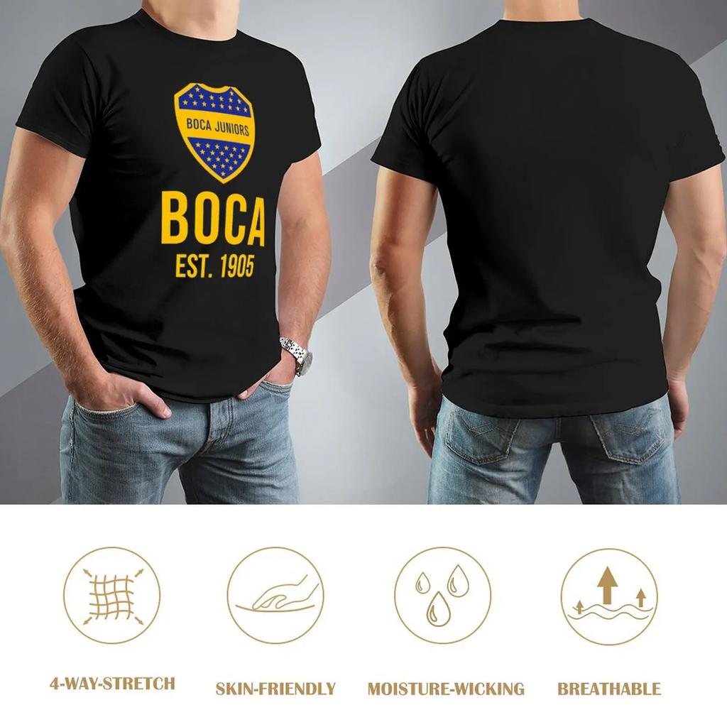 Boca Juniors T-Shirt Summer Top Vintage T Shirts Baggy Shirts Blue Archive Mens Vintage T Shirts