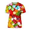 Colourful Cotton Candy T-shirt For Men's Kids 3D Printing T Shirts Round Neck Short Sleeves 2024 Summer Casual Funny Tee Shirts