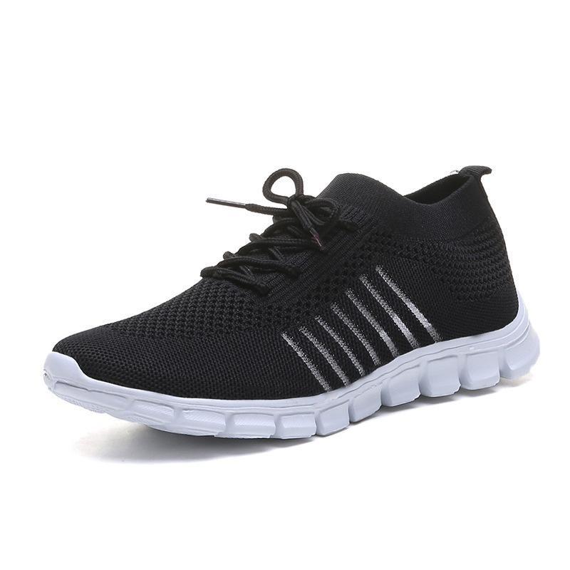 Women's Mesh Sneakers Lightweight Lace-up Soft Sole Fashion Running Shoes Flying Woven Outdoor Sports Shoes
