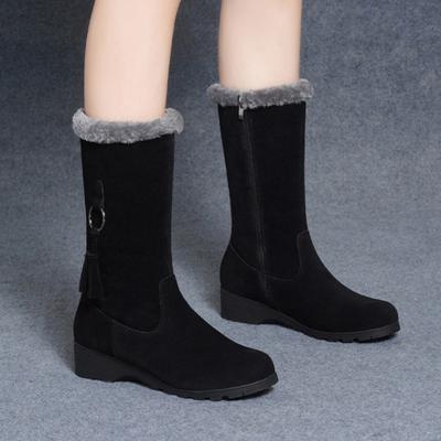Women's Shoes 2024 Hot Sale Mid-Calf Women's Boots Concise Snow Boots Women Round Toe Side Zip Low Heel Plus Size Shoes Women