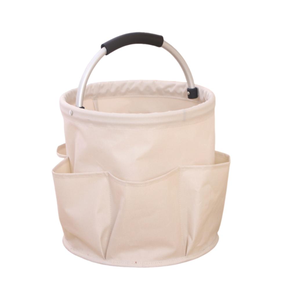 

Multi-Pocket Picnic Basket Large Capacity Bathroom Toiletry Organizer Beach Picnic White handle