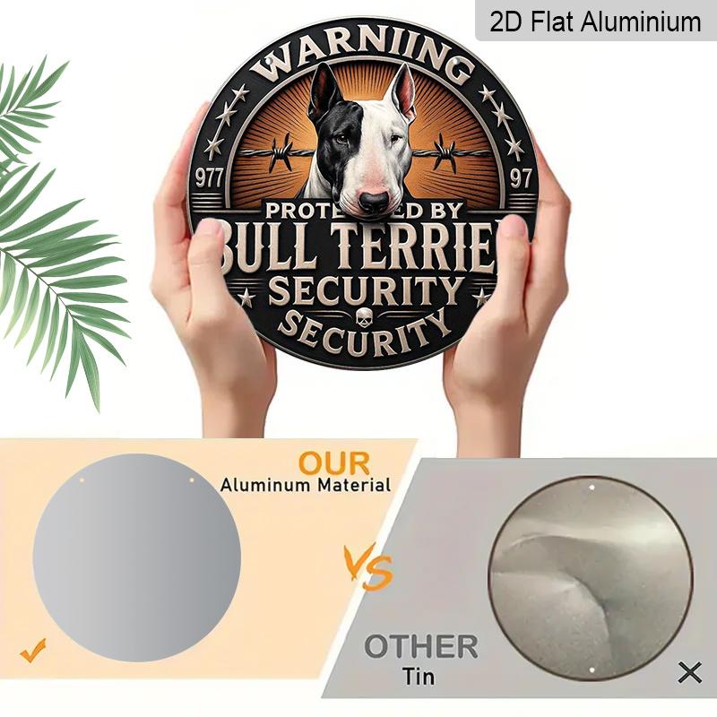 2D Flat 1pc, 8x8 In, Printed Aluminum Metal, Rottweiler Security Round Metal Plaque, Wall Home Room Cottage Decor for Streets, Shops, Garages, Farms