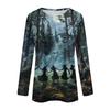 Women's Halloween Print Long Sleeve Neck Pullover Top