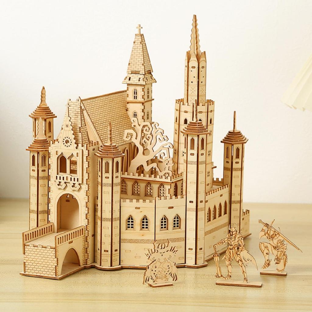 Hallisun 3D Wooden Puzzle for Adults (Ages 14+) - Assembly 3D Castle Puzzle - Mechanical Craft DIY Mechanical Wood Puzzle Toy Hobby Christmas Valentin