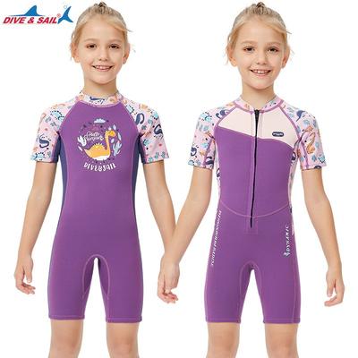 2.5MM Children's Diving Suit Girls 'swimsuit One-piece Short-sleeved Warm Sunscreen Jellyfish Snorkeling Surfing