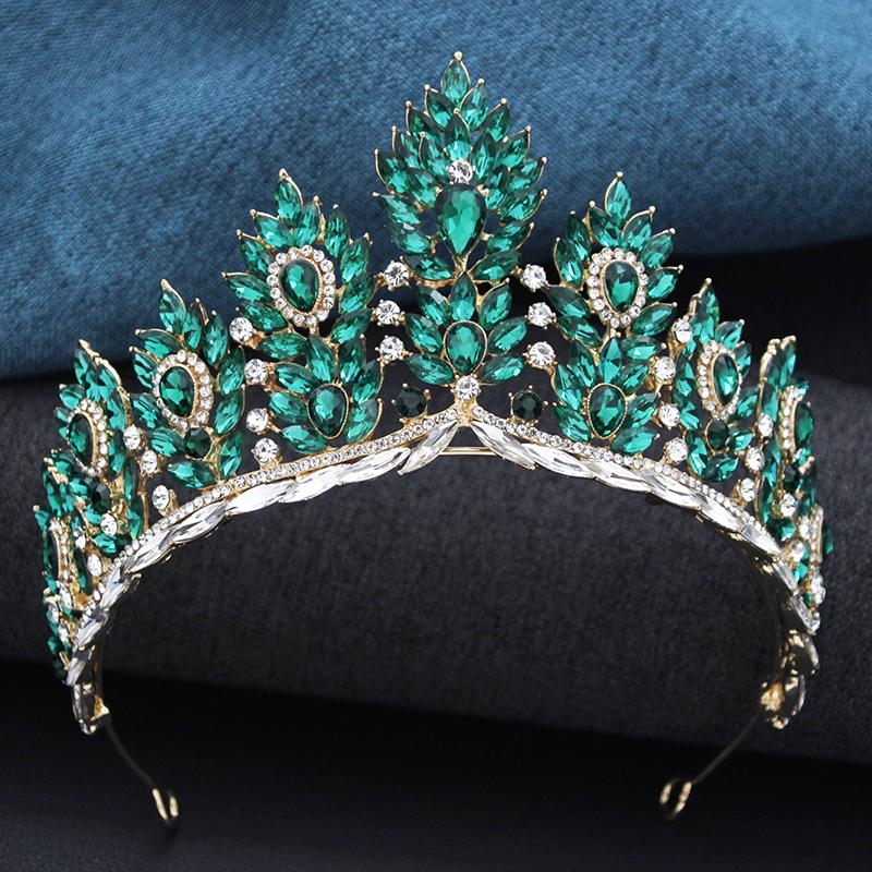 Baroque Yellow Crystal Tiaras for Women Bride Diadem Wedding Crown Bridal Hair Jewelry Party Dress Head Accessories