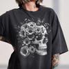Gothic Skull Flower Shirt, Floral Skull Butterfly Tee, Dark Academia Tshirt, Grayscale Goth Top