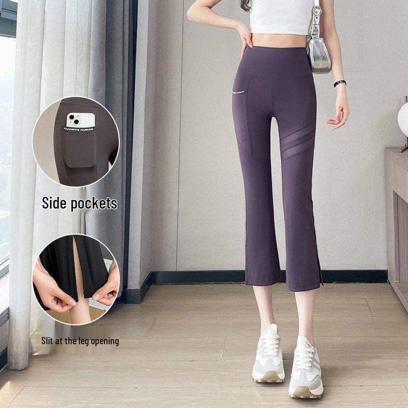 

2026 Women s Micro Flare Yoga Pants: Spring/Summer Thin Style with Tummy Control, Hip Lift, and Pockets Medium