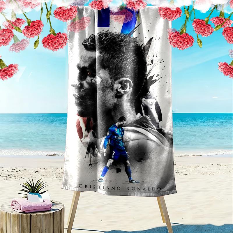 Cristiano Ronaldo: Asciugamano da spiaggia Legend Football Portatile per viaggi Campeggio all'aperto Asciugamano da bagno ad asciugatura rapida Assorbente Asciugamano da piscina all'aperto