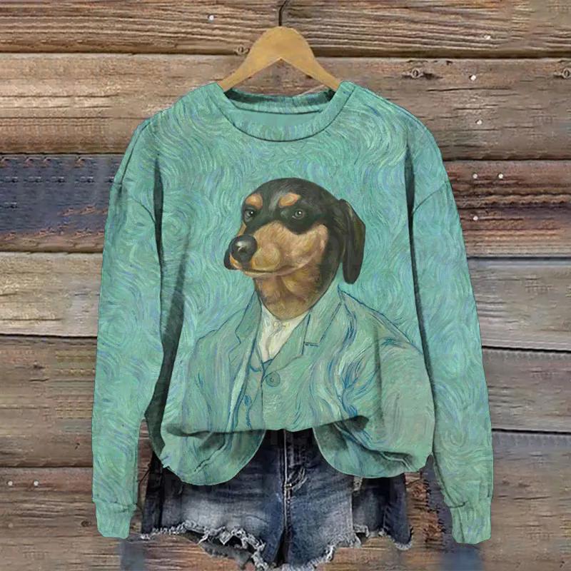 Dandelion Daisy Watercolor Ink Puppy Animal Art Design Print Sweatshirt 3D Printed Women Casual Pullover