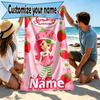 Custom Name Personalized Strawberry Shortcake Print Beach Towel, for Trip Camping Beach Party Home Decor, Birthday Gift for Family & Friends