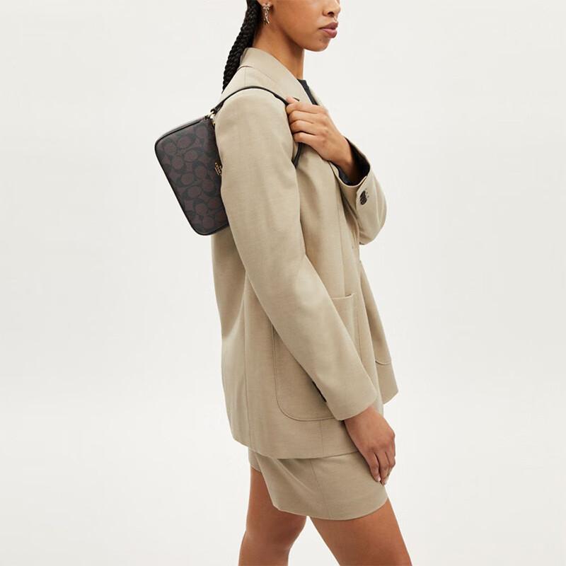 COACH Nolita PVC With Skin Shoulder Bag, Pochette, Handheld Handbag, Shoulder Bag Small Women's Brown CS442-IMAA8