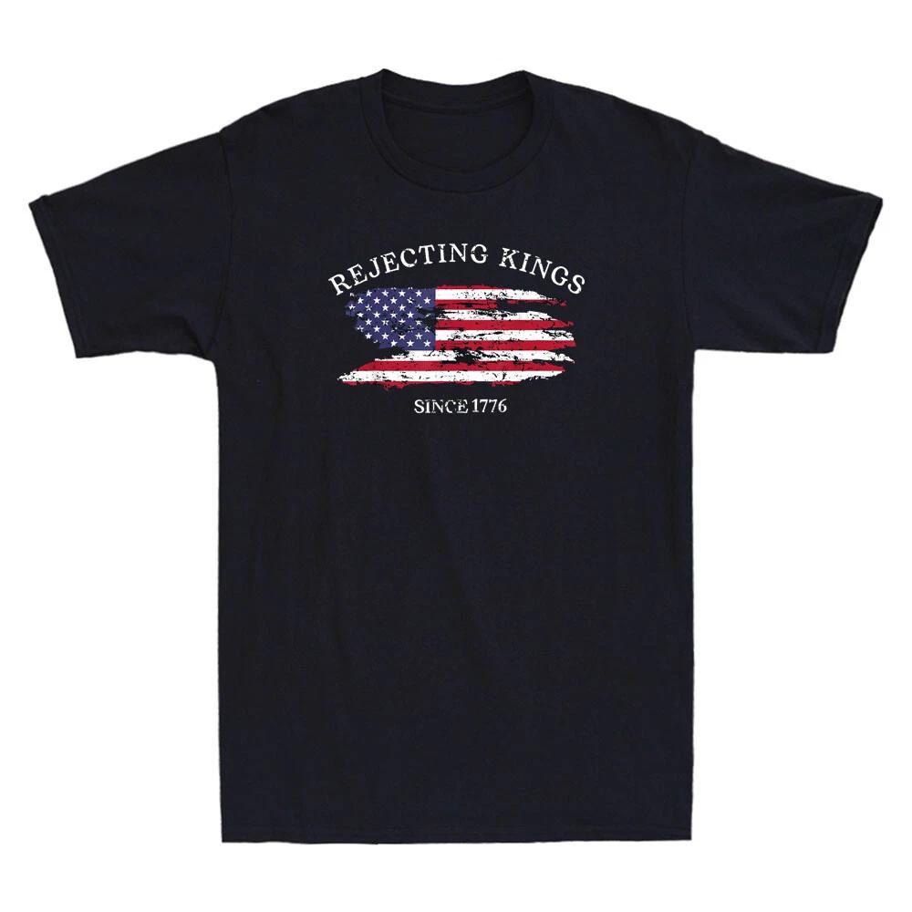 Rejecting Kings Since 1776 Patriotic American Flag 4th Of July Vintage T-Shirt XL