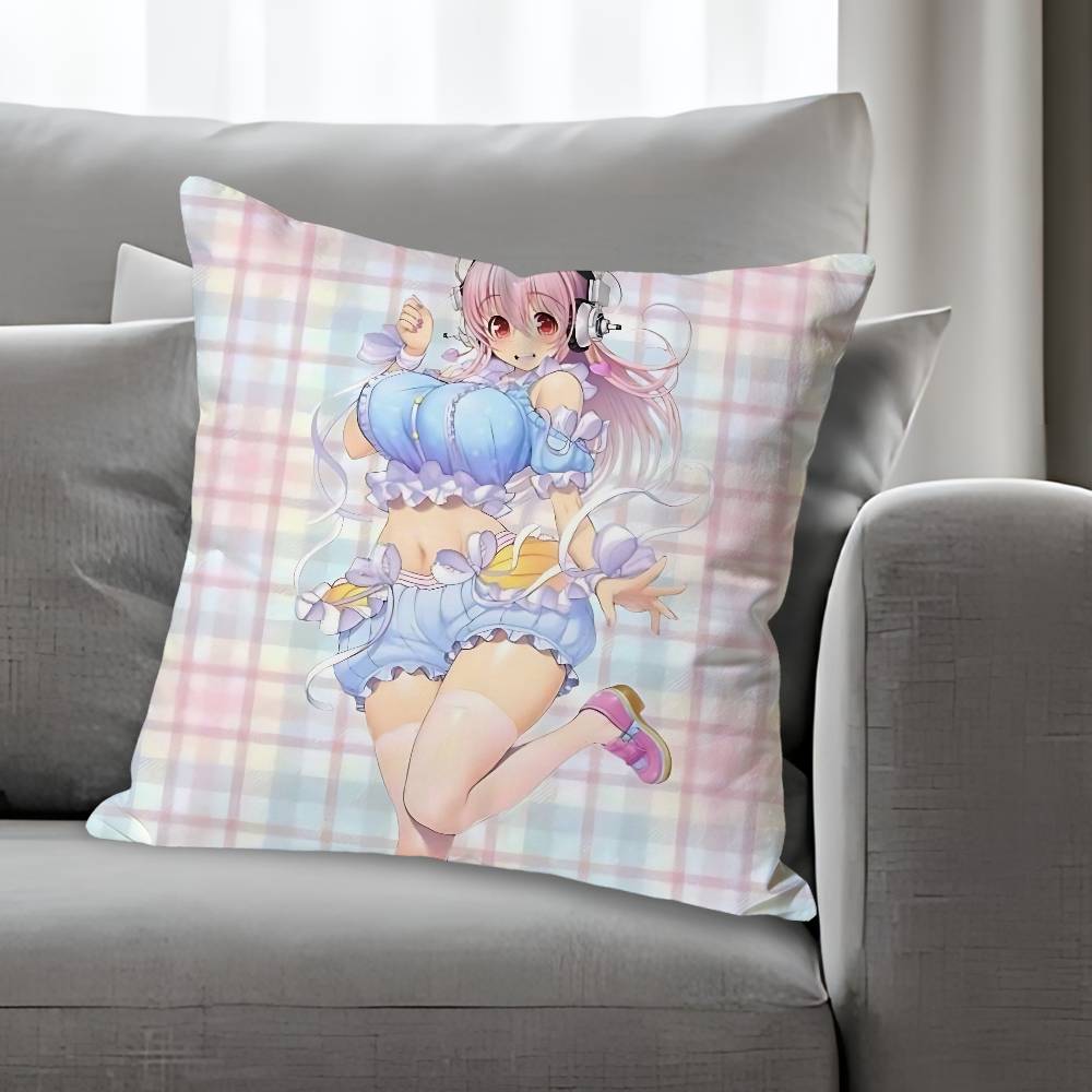 

Cute SSuper SSonico Anime Celebrity Merchandise AllMatch Printed Pillow Case Sofa Car Office Room Decoration Protector 30x30 cm