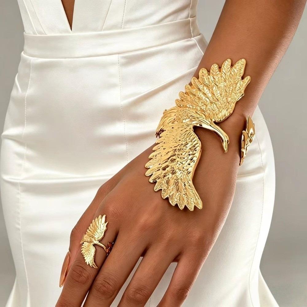 Exaggerated Phoenix Wings Necklace Gold Color Jewelry Set New Long Tassel Earrings Women