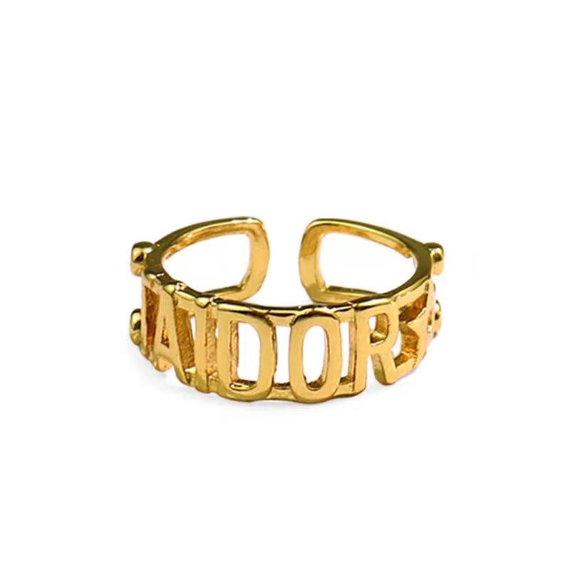 Chao Xiaobai 925 Sterling Silver Baroque English Letter Adjustable Ring