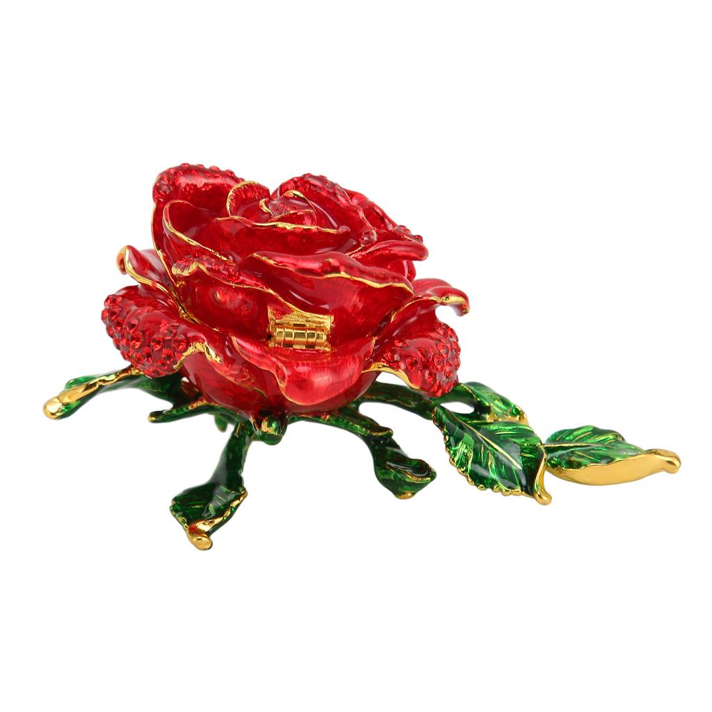 Scatola Portagioielli a Forma di Rosa Squisita Elegante Lucida Scatola Porta Anelli per Decorazione da Scrivania