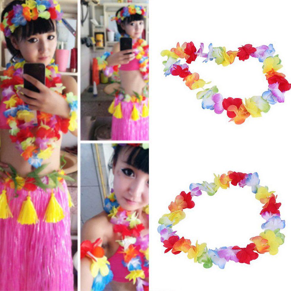 Hawaiian Princess Costume Set For Girls – Dress With Flower Garland & Necklace